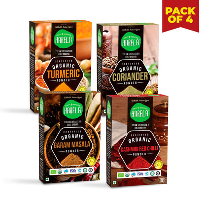 Combo Pack of 4 - Coriander, Turmeric, Garam Masala, Kashmiri Chili