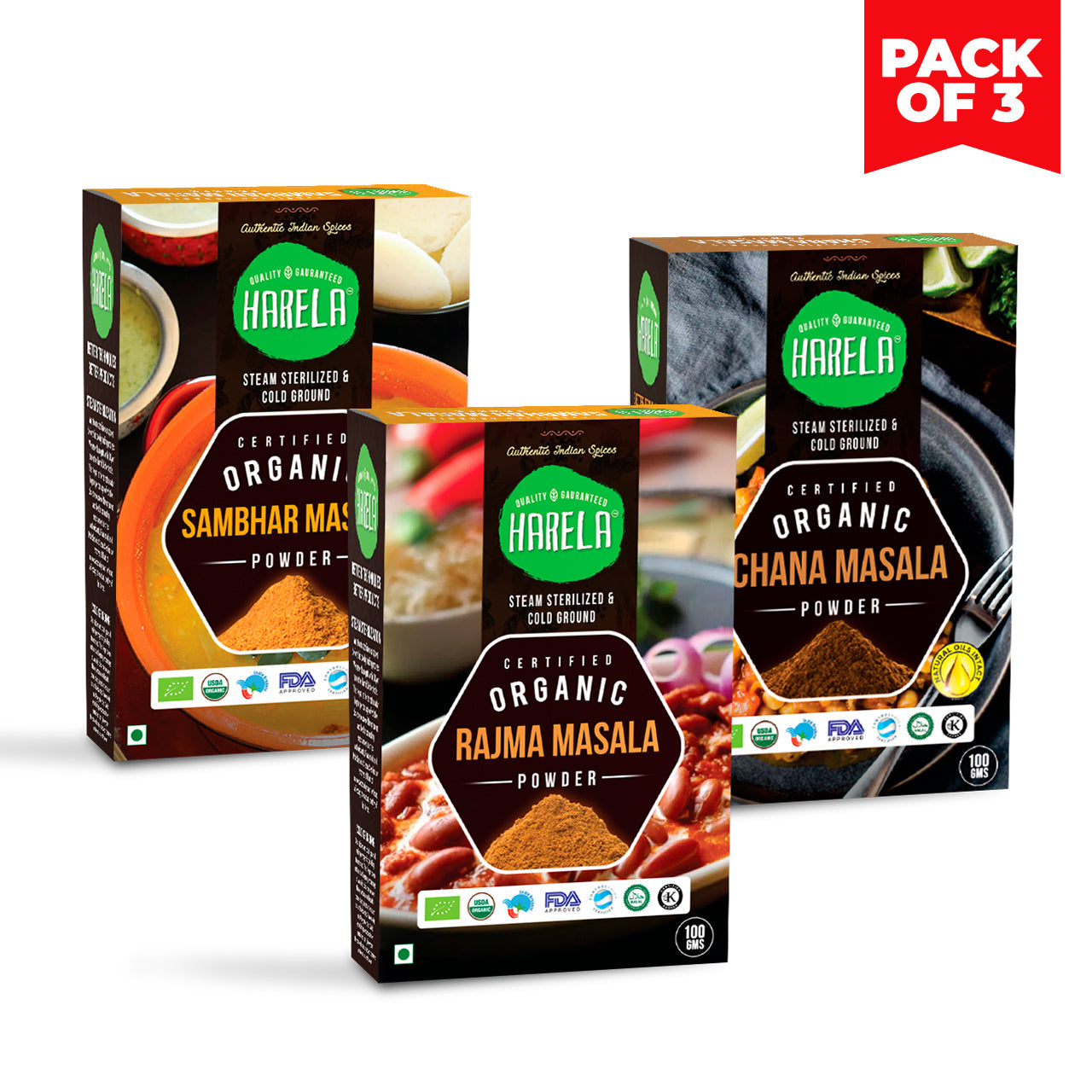 Daily Essentials Combo Pack - (Chana Masala, Rajma Masala, Sambhar Masala)